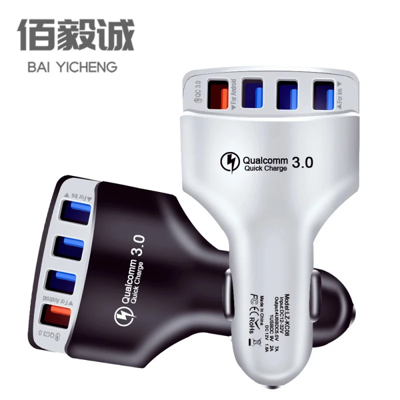

2 шт., зарядное устройство для быстрой зарядки, 4 USB, автомобильное зарядное устройство с быстрой зарядкой 3USB3ACar, быстрое зарядное устройство для прикуривателя
