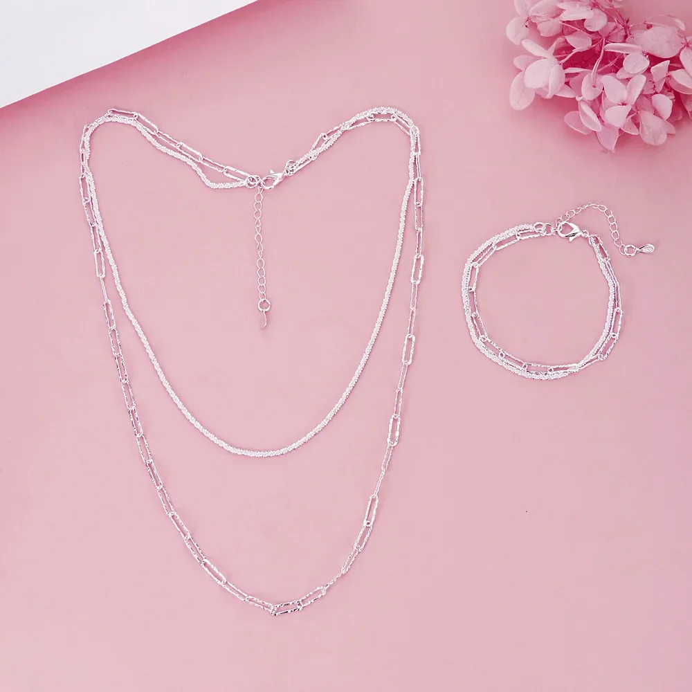 

925 Sterling Silver Romantic Bracelet Necklaces For Women Fashion Designer Party Wedding Accessories Jewelry Sets Christmas Gift