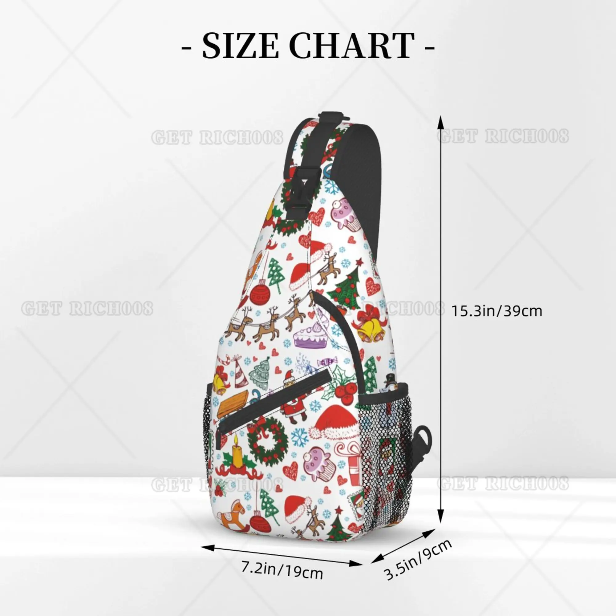 Christmas Cartoon Doole Sling Bag Fashion Crossbody Backpack Shoulder Bag Chest Bag for Men Women Outdoor Hiking Travel