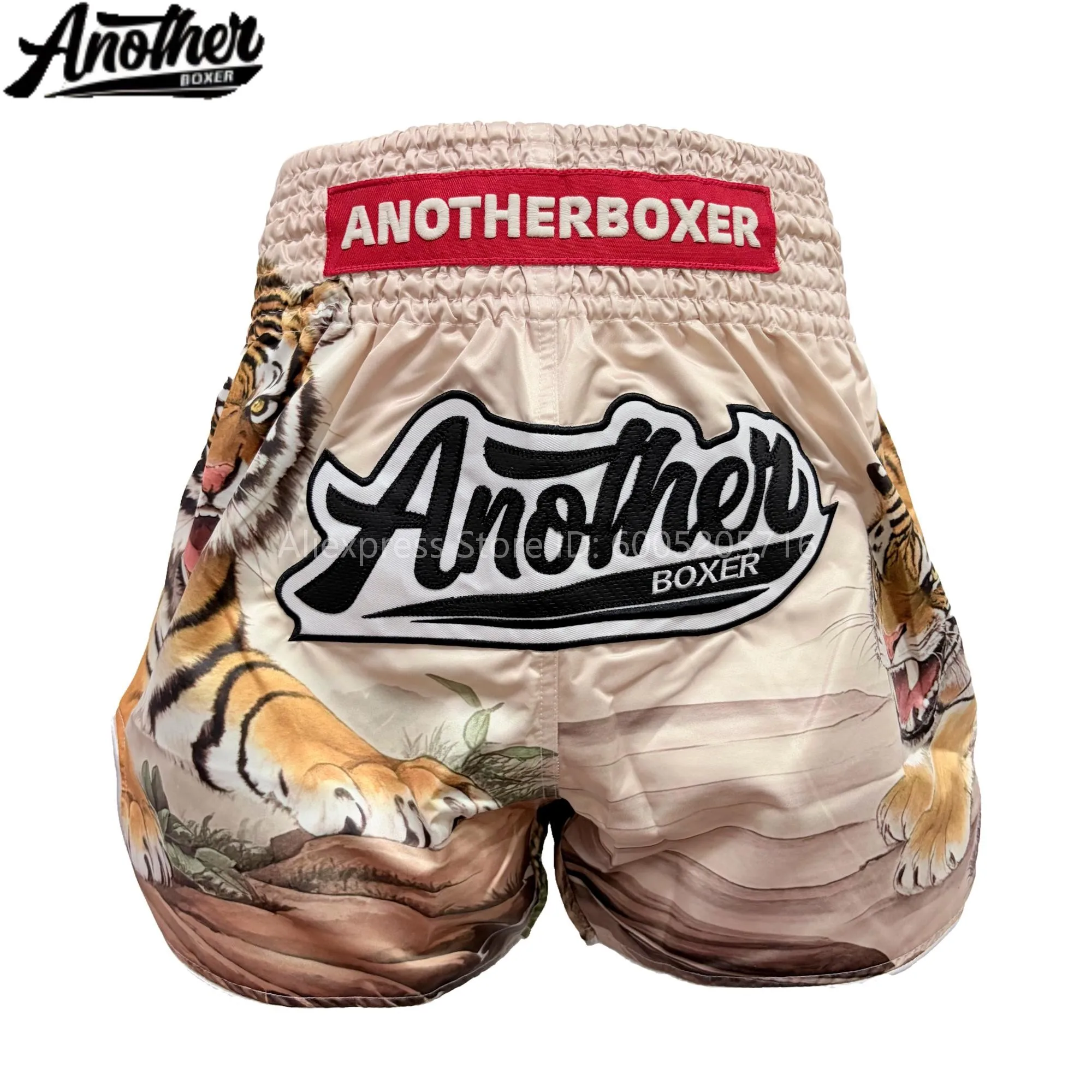 Shorts de Muay Thai imprimé tigre, satin, élastique, taille haute, légers, amples, pour la boxe, le kickboxing, le MMA