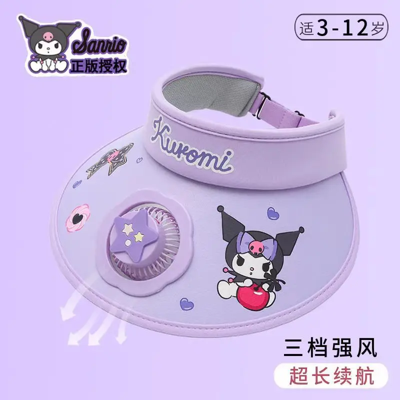 

Sanrio летняя кепка с вентилятором Hellokitty, аниме, мультяшная детская студенческая кепка на открытом воздухе, подарок, мини-вентилятор, милая шляпа от солнца для девочек, шляпа кампуса, каваи