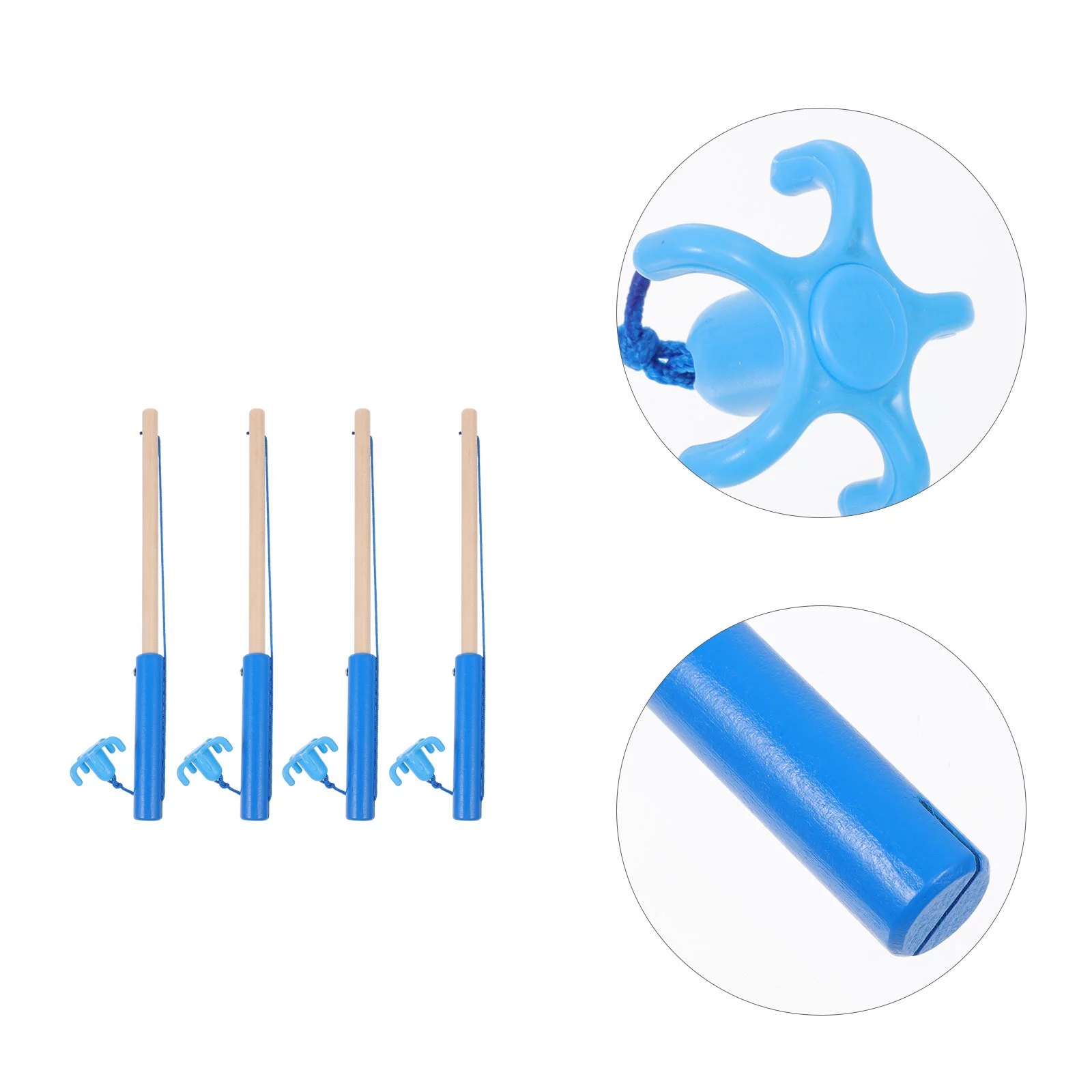 

4 Pcs Floating Fish Toy Fishing Rod for Kids Magnetic Children's Toys Game Wooden Pole