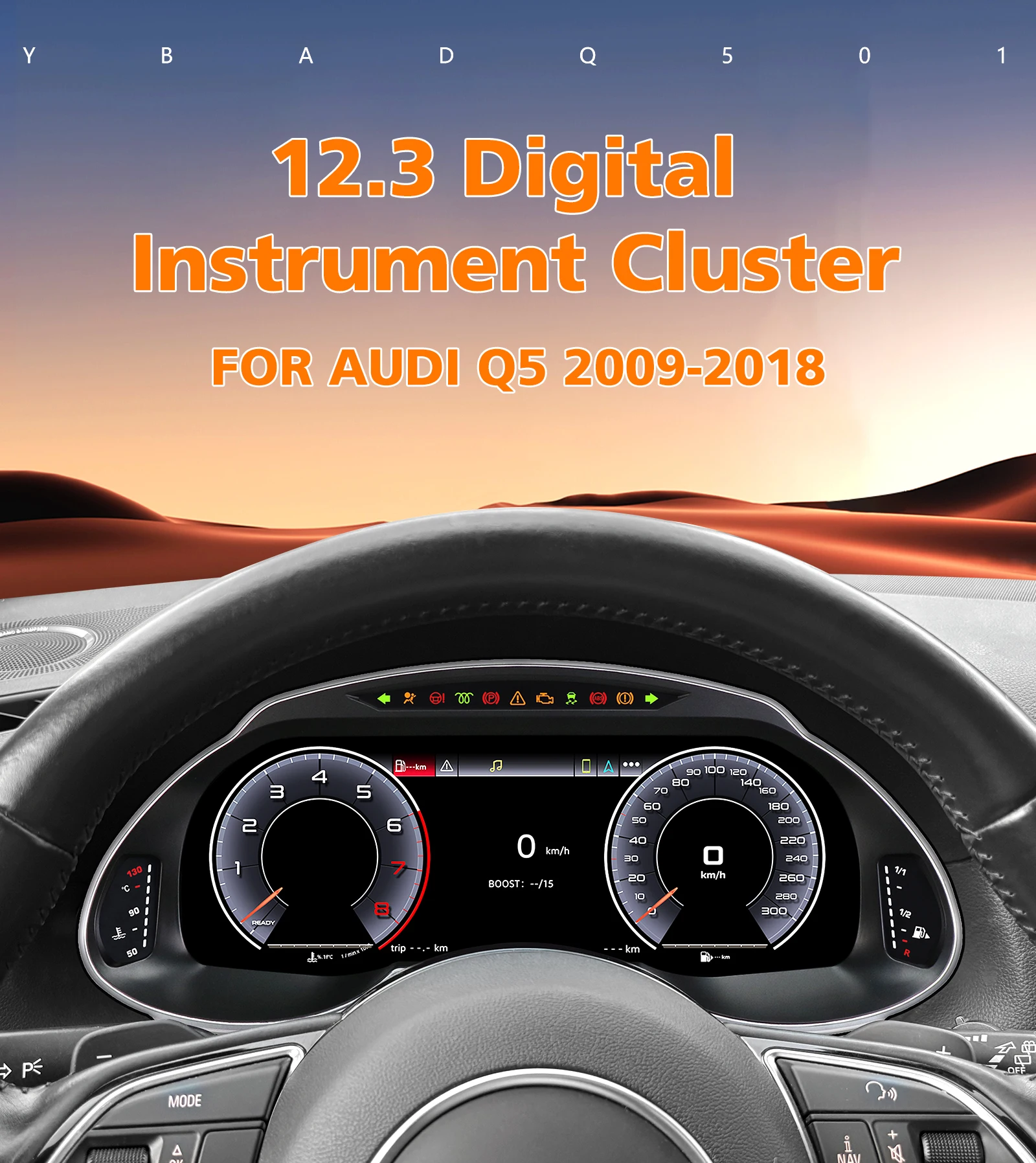 

12.3Inch Car Diqital Instrument Cluster For AUDI Q5 2009 - 2018 Dashboard Display Virtual Cockpit 1920*720 HD Screen Gauge panel