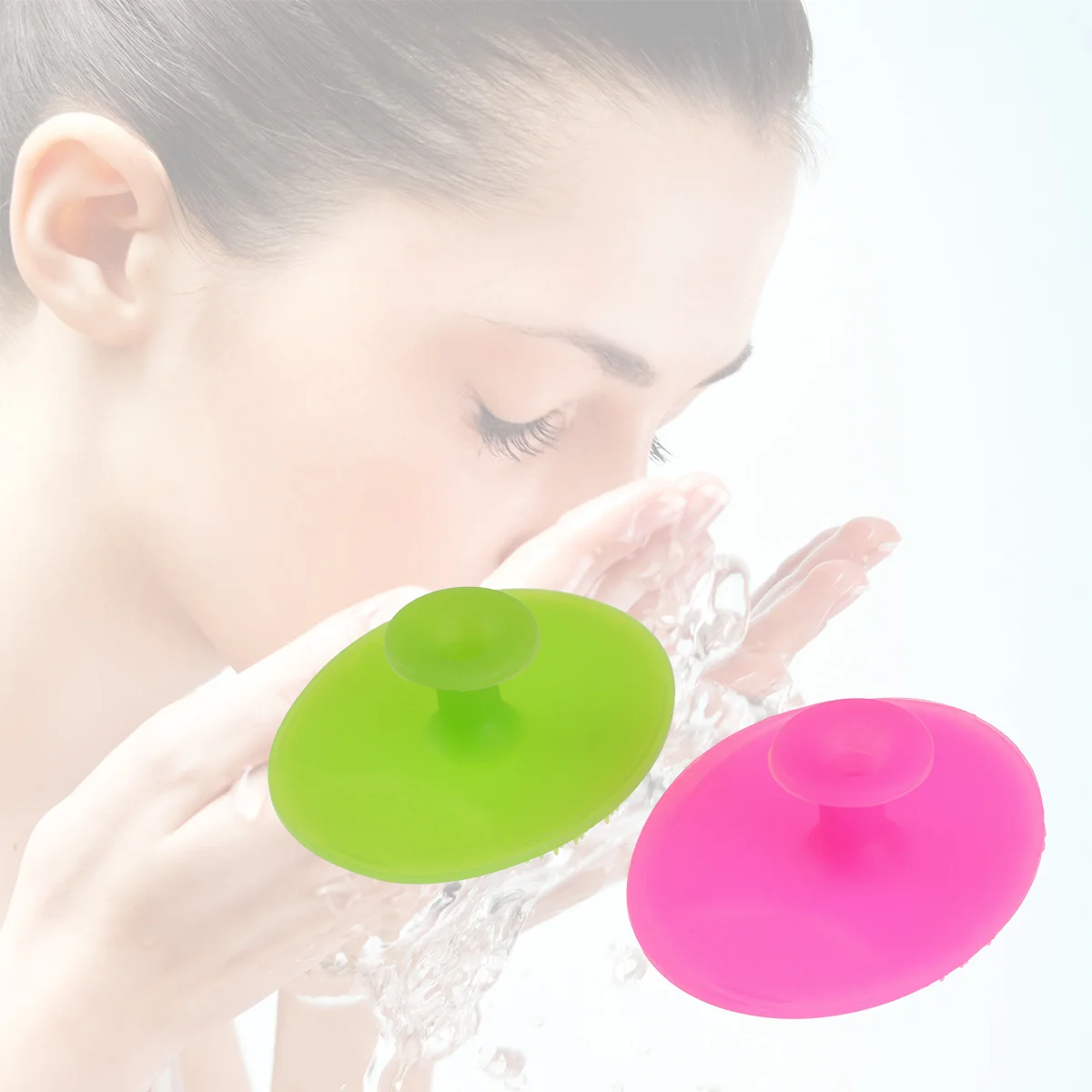 แปรงซิลิโคนสำหรับผิวหน้า 2 ชิ้นสำหรับผิวบอบบางด้ามจับกันลื่นป้องกันแบคทีเรียเครื่องมือทำความสะอาดผิวหน้าแบบใช้ซ้ำได้สำหรับทุกวัย