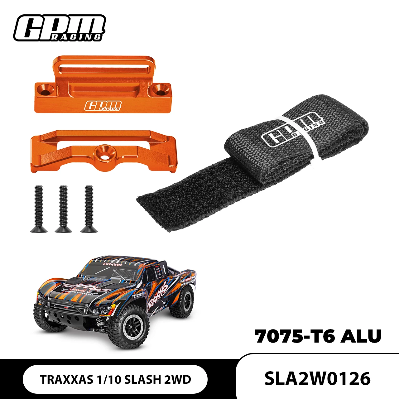 

GPM 7075-T6 ALLOY RETAINER, BATTERY HOLD-DOWN For TRAXXAS 1/10 SLASH 2WD SHORT-COURSE TRUCK-58034-2