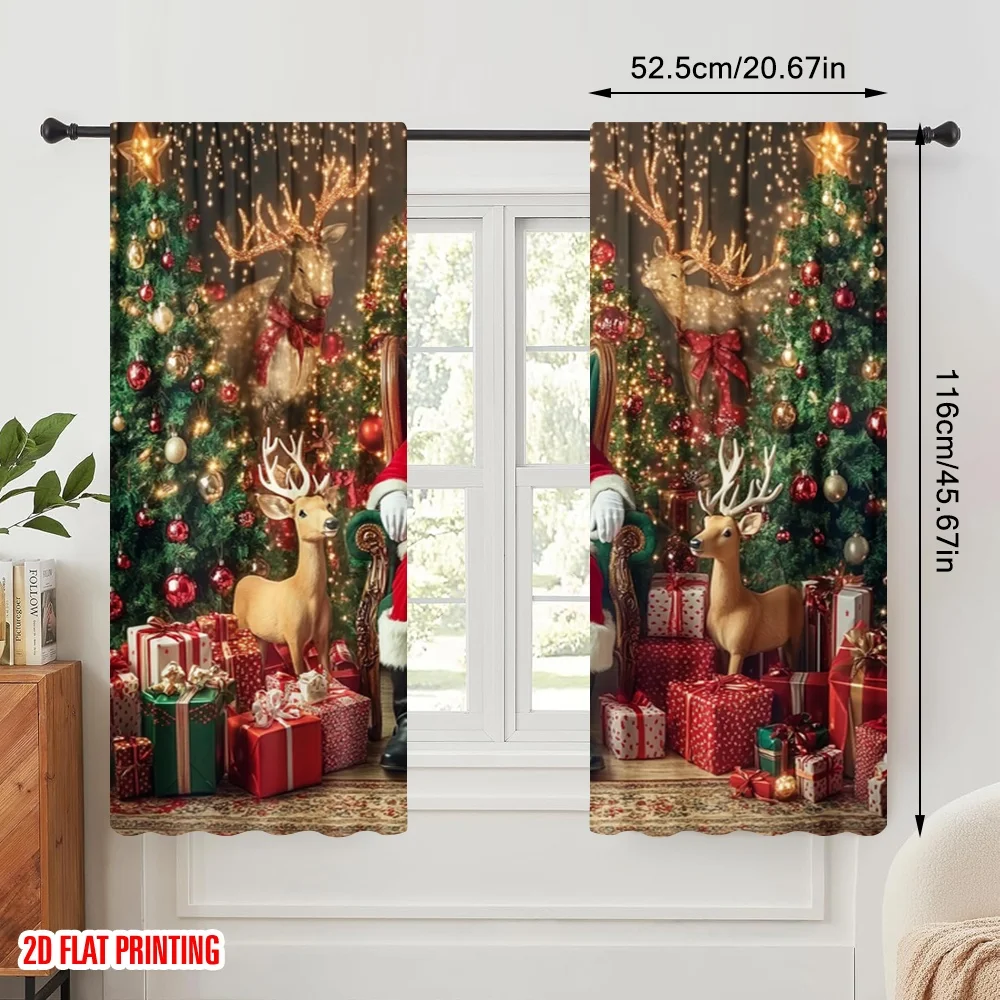 2pcs,2D plane printing Contemporary Curtains Stars and wreaths (3) Polyester Easy Install (without rod) Decorations Outdoor