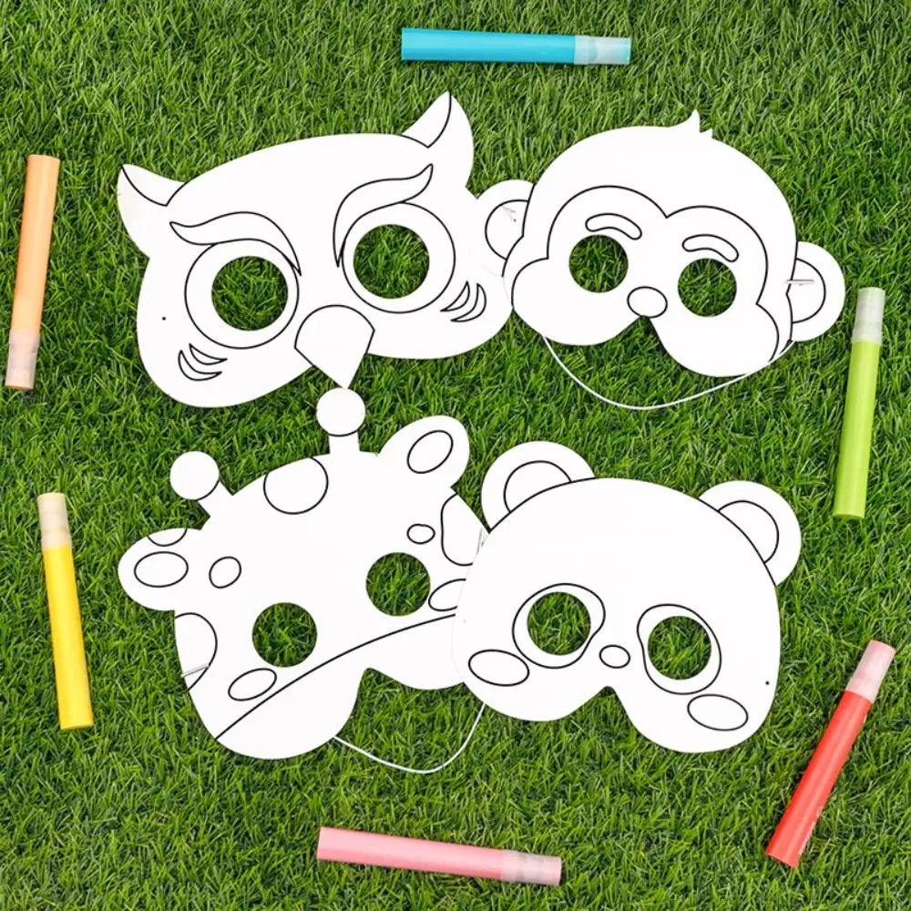 Cartoon Owl DIY Color Filling Mask Toy Astronaut Art Graffiti Animal Mask Educational Rabbit Painting Panda Mask Children