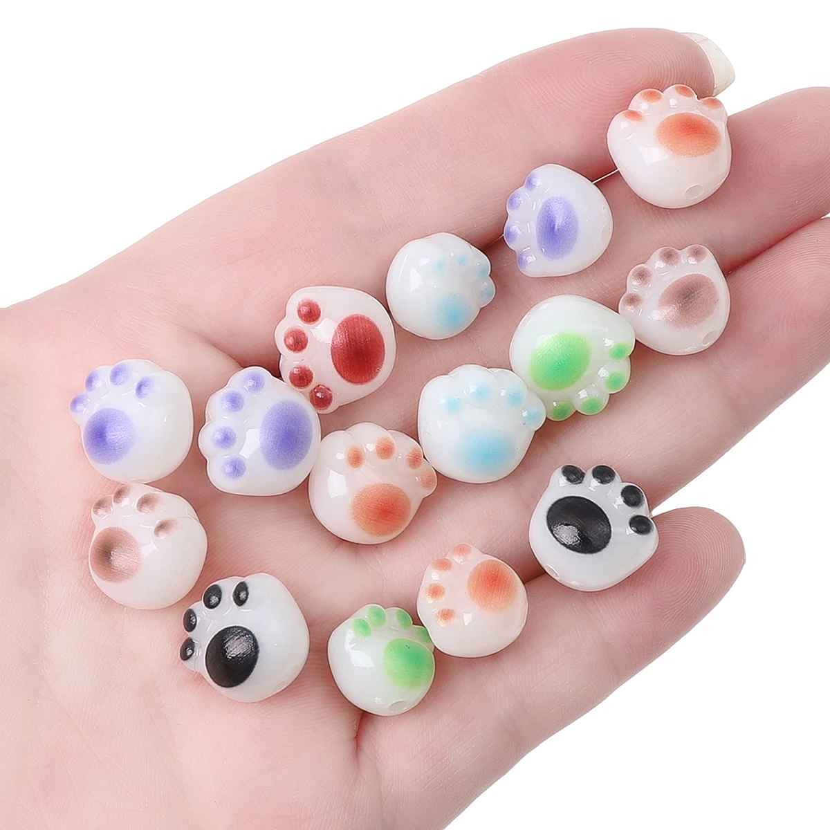 10/20pcs Acrylic Charcoal Grilled Cute Cat Claw Beads Unique Scattered Beads Handmade DIY Jewelry Bracelets Earrings Accessories