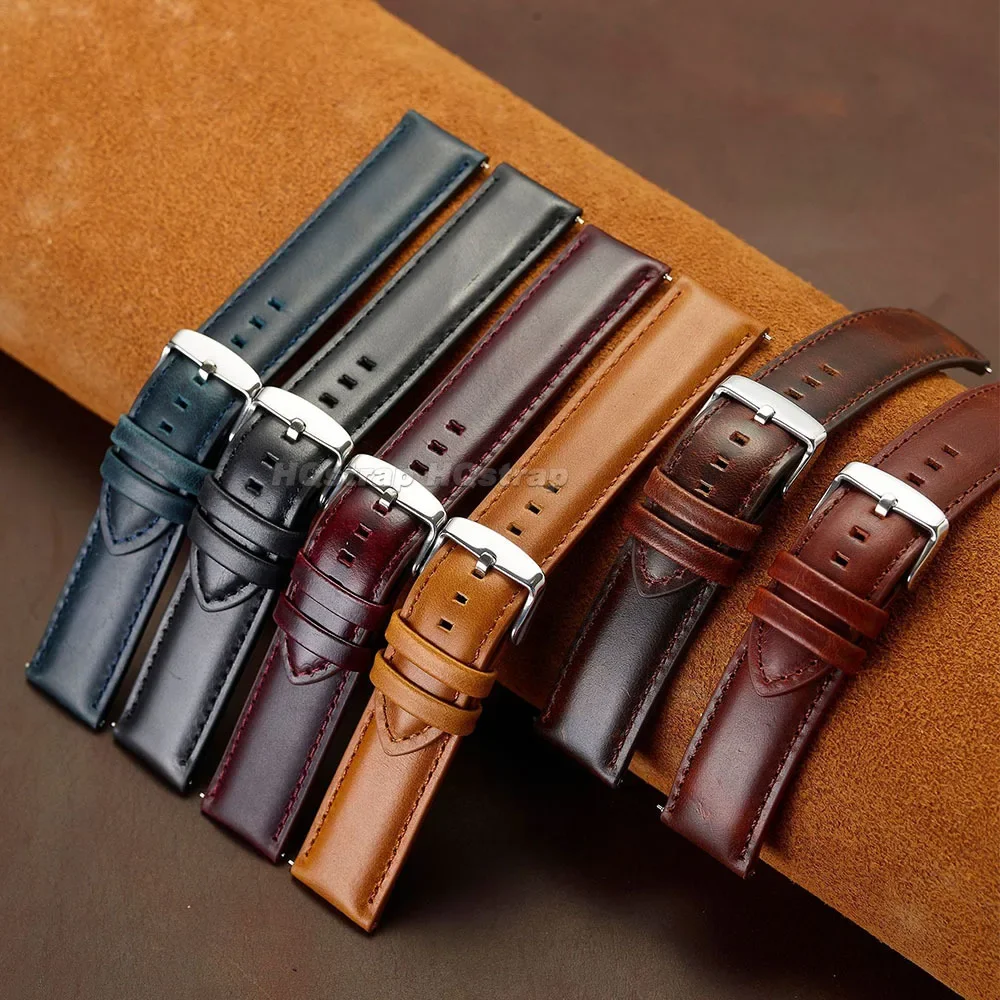 Handmade Leather Bracelet for Seiko Watch Band 18mm 20mm 22mm 24mm 26mm Brown Strap Quick Release Wristband Women Men Accessory