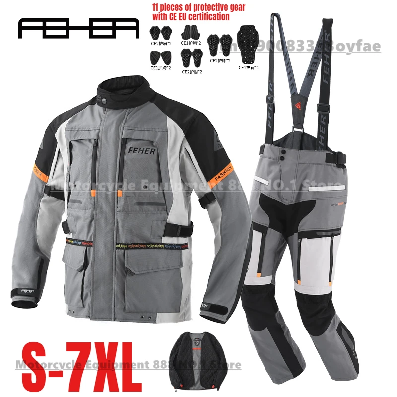 

Rally Suit Motorcycle Riding Jacket CE Armored Waterproof All-Weather Warm 3 Layer Mountain Bike Motocross Anti-fall Suit