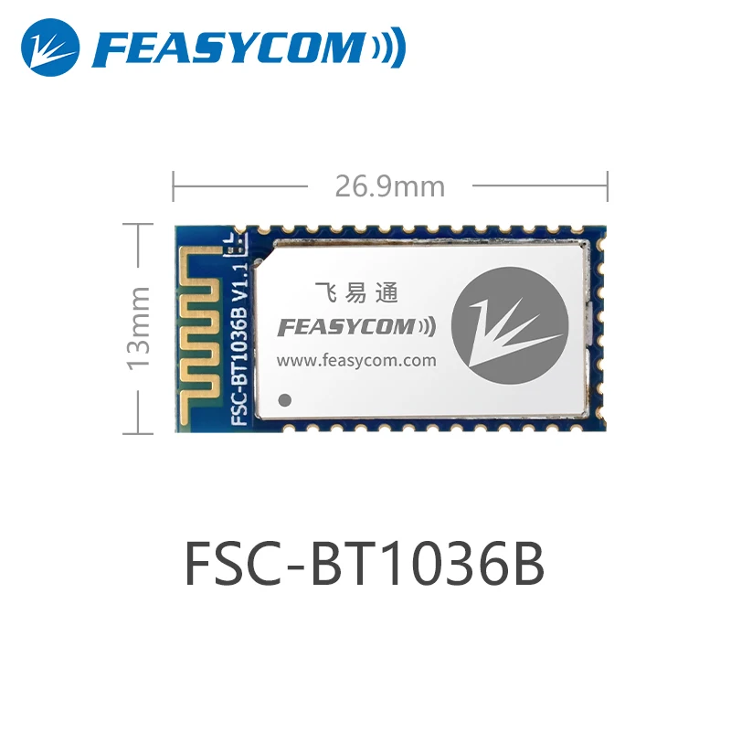 Feasycom Bluetooth 5.2 Dual Mode Transmitter Receiver Module for Audio and Data Communication FSC-BT1036B