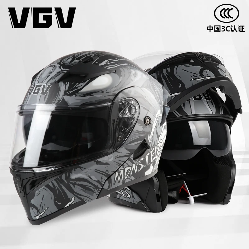 DOT VGV ECE 3C GB Motorcycle Helmet Men's Double Mirror Motorcycle Helmet  National Standard Full HelmetS