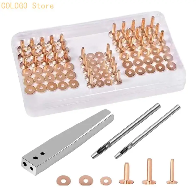 Professional Leather Studs Stainless Steel Rivets And Hole Puncher Setter Tool D0LD