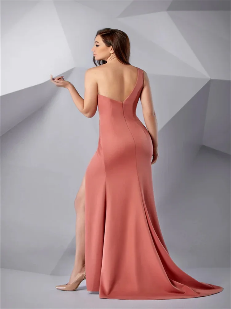 Customized Personalized Asymmetrical Sweetheart Neckline Floor-length Dress, Pleated Skirt Design High Slit Evening Dress