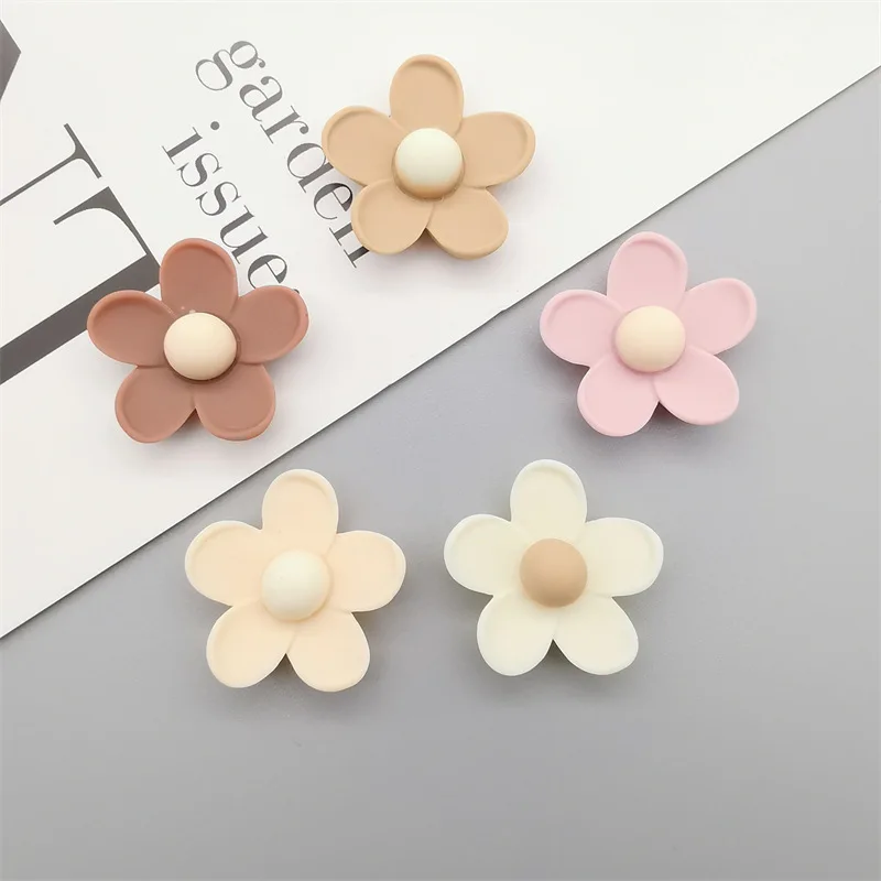 10Pcs Coffee Colour Five-Petaled Flower Resin DIY Hat Icebox Barrette Mobile Phone Case Scrapbook Cream Glue Flat Back Resin