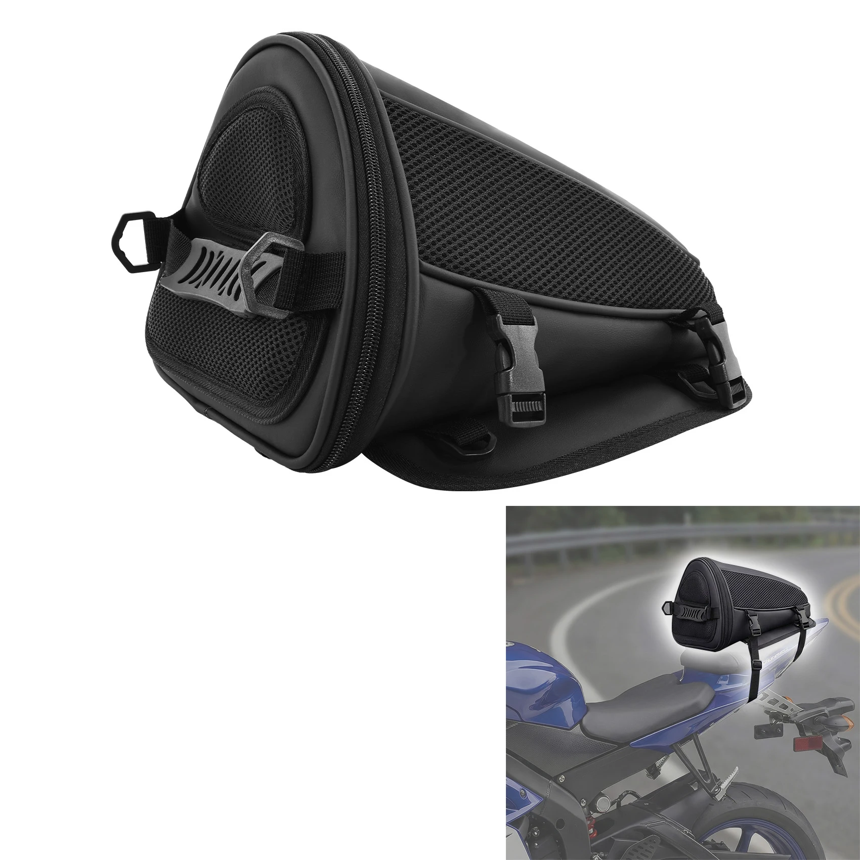 Tail Bag Motorbike Rear Seat Dirt Bike Storage Saddle Bag 38x32x8cm For Kawasaki BMW Honda Suzuki view 6