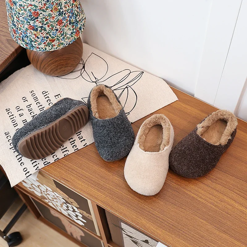 

Children Moccasins Suede Warm Versatile Kids Flat Shoes Comfortable 2025 Winter New Boys Girls Casual Shoes Korean Style Soft