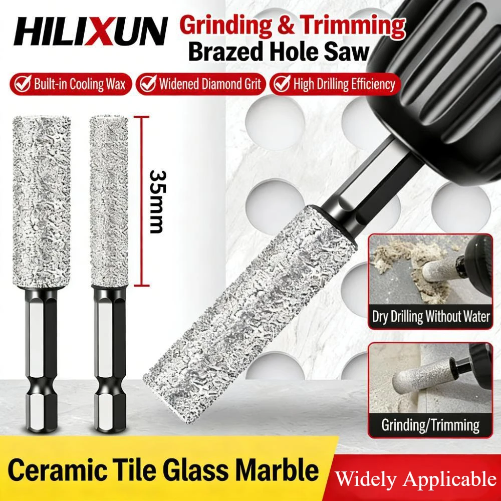 

Drilling and Grinding Hexagonal Shank Diamond Drill Bit Hole Saw for Dry Ceramic Tile, Marble, Granite, and Porcelain 6-12mm