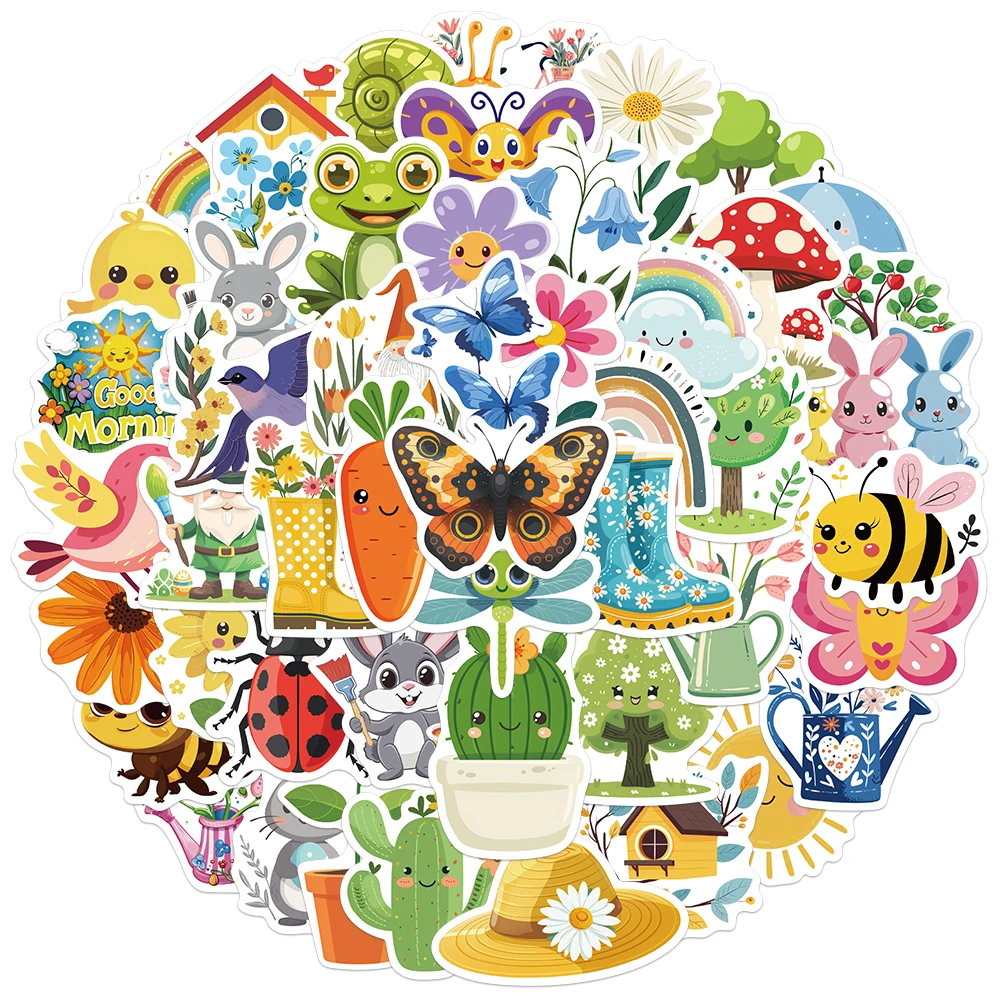 50PCS Creative Cartoon Cute Spring/Summer Simple Stickers Decorative Phone Cases Notebook DIY Personalized Stickers