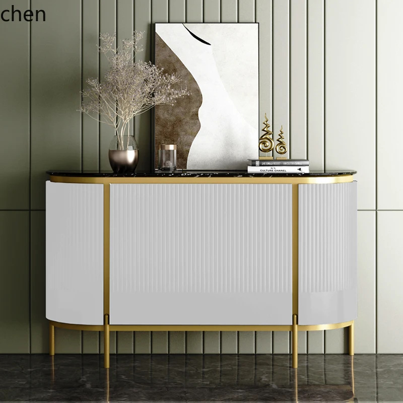 

ZML Entrance Cabinet Living Room Home Dining Side Cabinet Marble Simple Modern Decorative Cabinet Slate Panel