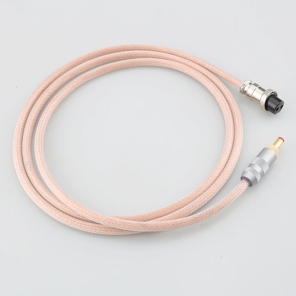 Audiocrast HIFI OCC Copper Wire GX16 DC Plug Linear Power Cable GX16-2P to DC2.5 DC2.1 High Fidelity Audio Cable for Electronics