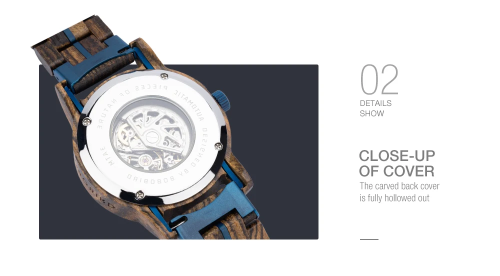 BOBO BIRD Wooden Automatic Mechanical Watch Men New Top Luxury Wristwatch Fashion Luminous Clock Great Gift Wood Box Custom Logo