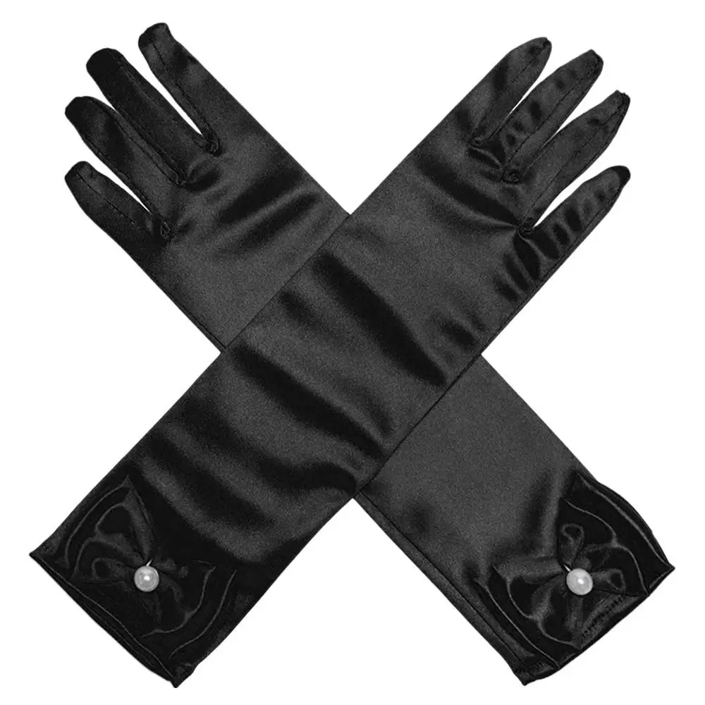 

Wear Satin Sequins Children's Wedding Dress Princess Skirt Accessories Children Long Gloves Full Finger Mittens Stage Gloves