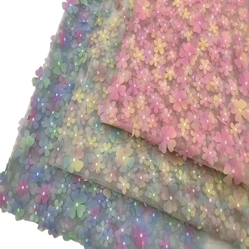 

New High-quality Three-dimensional Laser Plum Blossom Embroidery Lace Fabric Handmade Children's Clothing Wedding Accessories