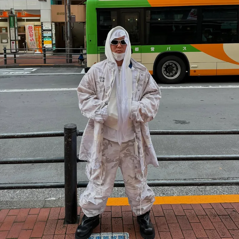 Grailz Project G/R Premium 2026 جيب كبير الحجم متجعد صبغ متعثر عتيق مموه ملابس عمل وظيفية للرجال