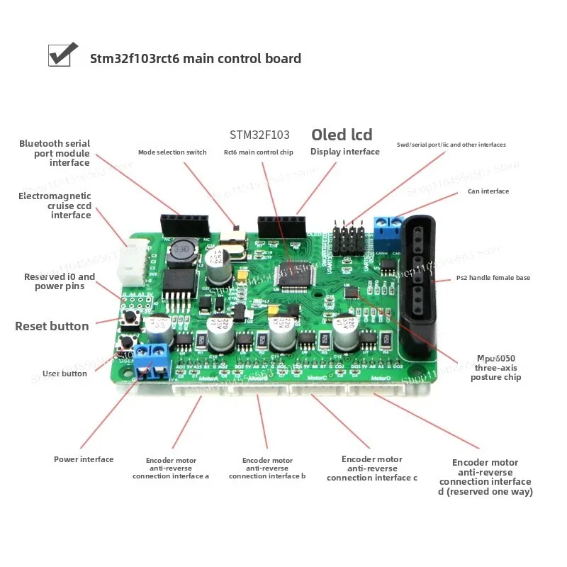 Tablero de control principal MCU de 32 bits para robot de rueda Mecanum 4WD con sensor de seguimiento de línea CCD, controlador de movimiento programable