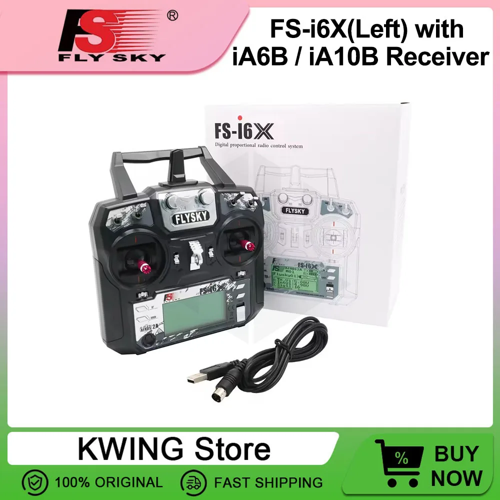 

FLYSKY FS-i6X I6X AFHDS 2A RC Transmitter with IA6B IA10B Receiver 10CH 2.4GHz for Aairplane Helicopter FPV Racing Drones