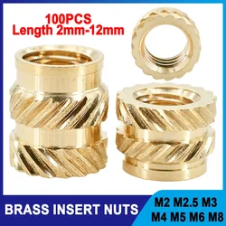 100 pz M2 M2.5 M3 M4 M5 M6 M8 calore inserto in ottone dado doppio zigrinato Hot Melt inserti PCB stampa 3D inserimento Insertnut rame