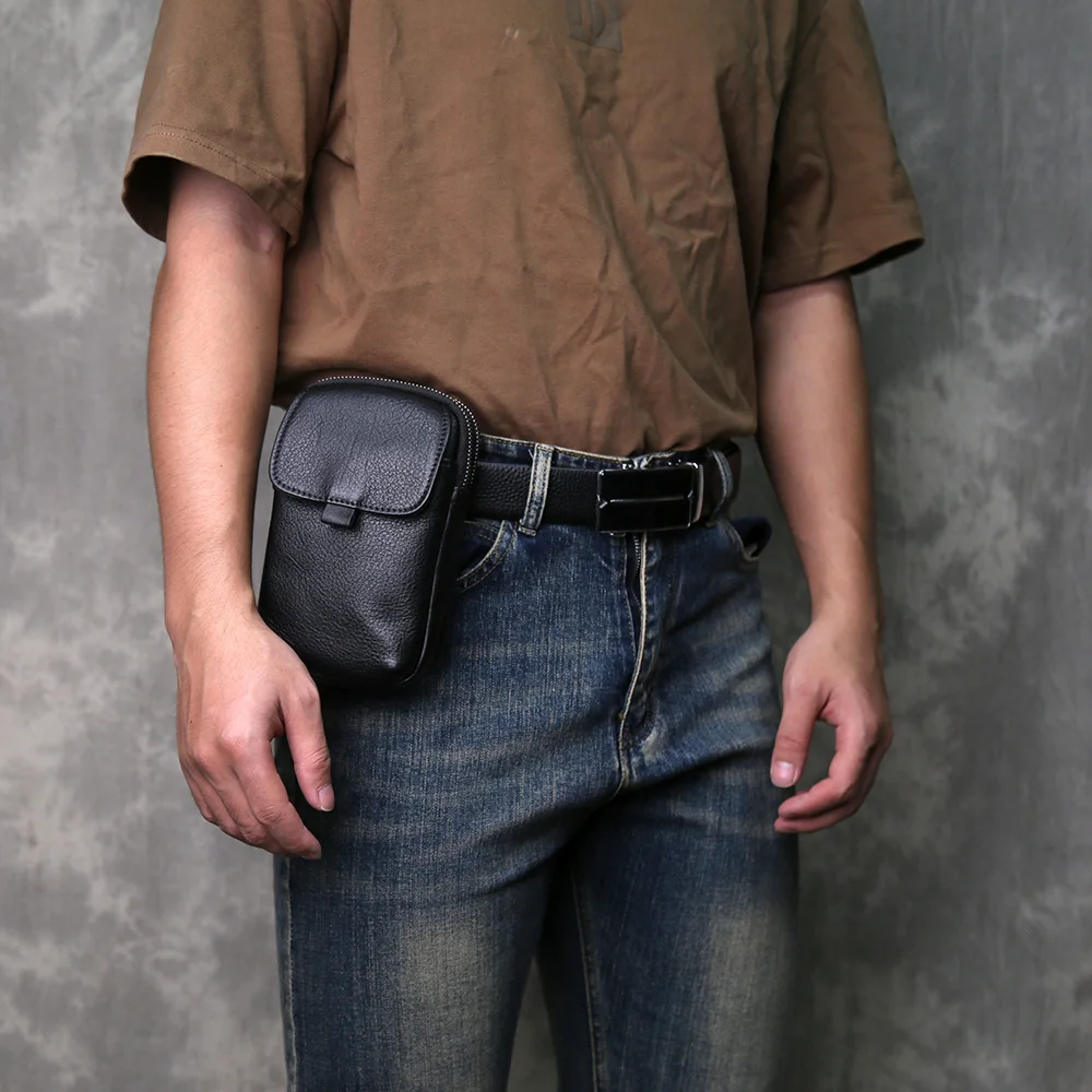 

Мужская деловая поясная сумка с кожаным ремнем, новая сумка для телефона из воловьей кожи с верхним слоем, легкая импортная сумка из воловьей кожи с подвесной пряжкой