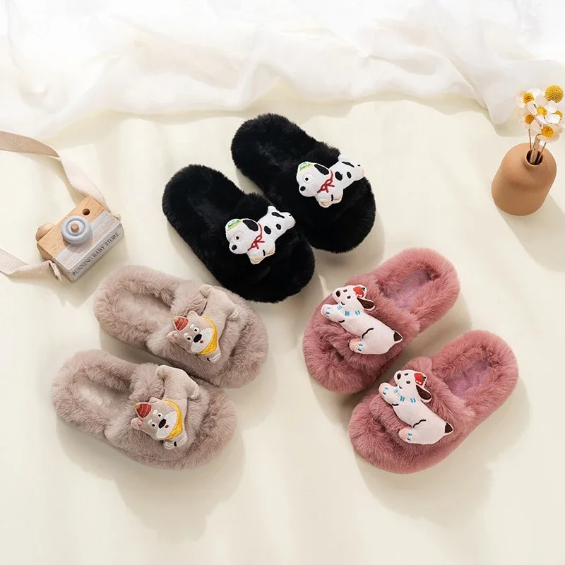 

Новинка 2024 года, детские тапочки с милым медвежьим дизайном, домашние зимние теплые, удобные, теплые, с открытым носком, хлопок