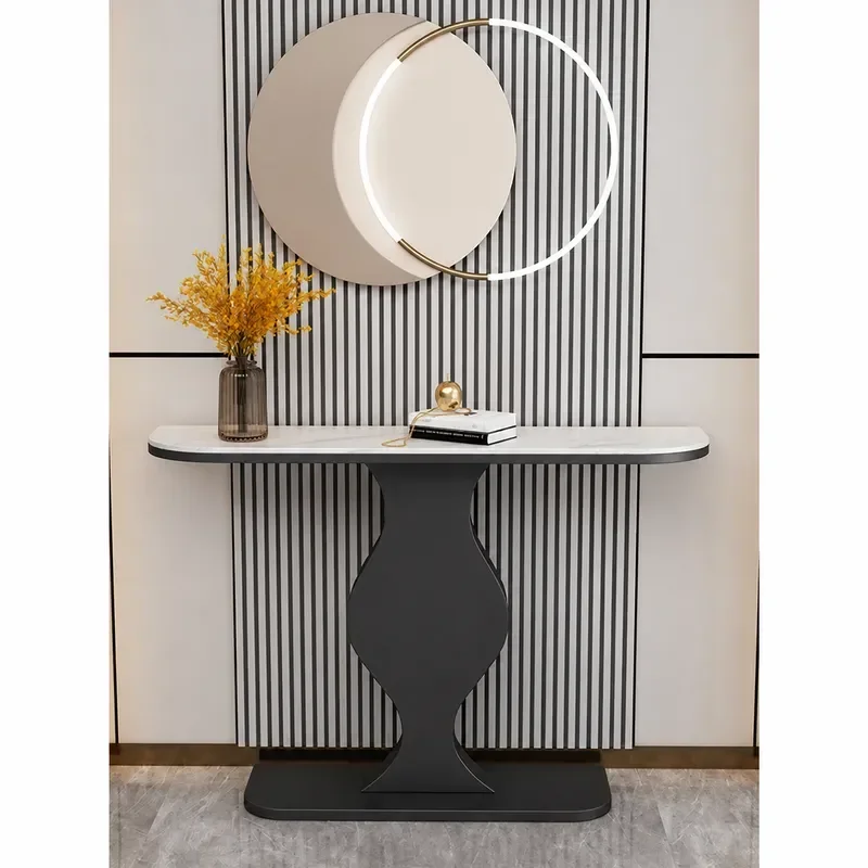 Italian Light Luxury Rock Slab Wall Mounted Console Table Ultra Narrow Entryway Table New Chinese Style Front Door Corridor