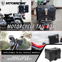 Black Motorcycle Luggage Universal Aluminum Tail Storage Box 45L 55L Motorcycle Trunk Rear With Reflective Design Waterproof