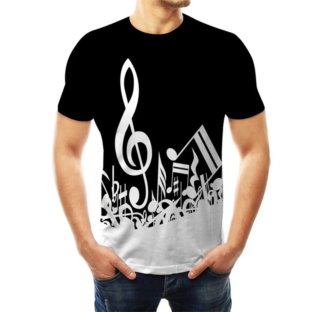 

Summer Music Notes T-Shirts Musical 3D Print Streetwear Men Women Fashion Oversized Short Sleeve T Shirt Kids Tees Tops Clothing