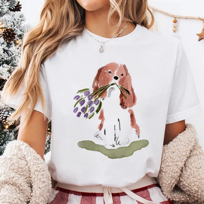 

Pattern Printed Cute Animal T-Shirt Women's White Top Style Cartoon Women's Casual Versatile Trend Regular Short Sleeved T-Shirt