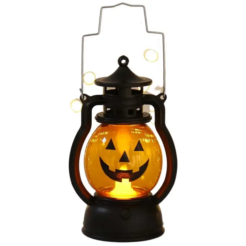 Retro Pompoenlantaarn Led Pompoenverlichting Jack-O-Lantern Decoratie Camping Hangende Lantaarn Kleine Paardenverlichting