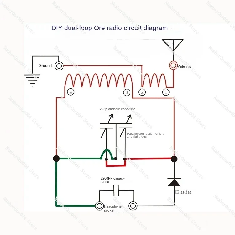 Ore Radio DIY Kit Dual Circuit Assembly Kit (without High-impedance Headphones)