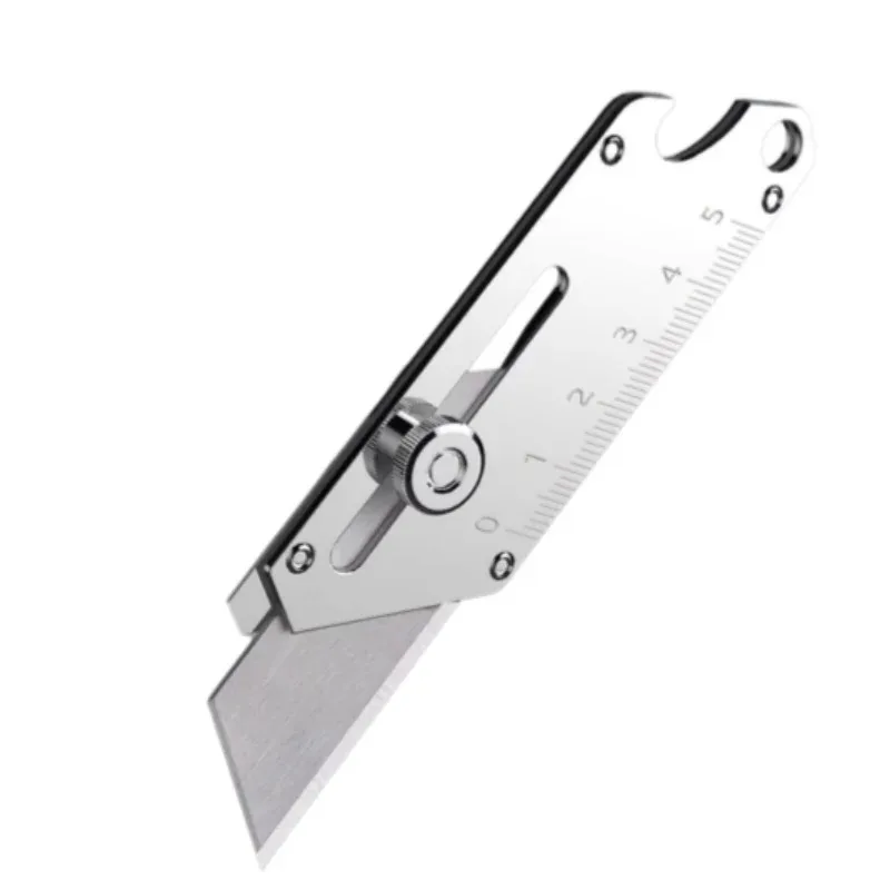Compact Heavy-Duty Industrial Utility Knife Stainless Steel Craft Cutter with Bottle Opener SK5 Blades for DIY Professional Use