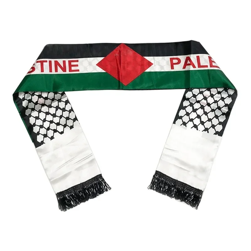 Aerlxemrbrae Palestine flag Custom Scarf palestine national day 14*130cm Scarf Printing Satin Palestinian Flag Scarf