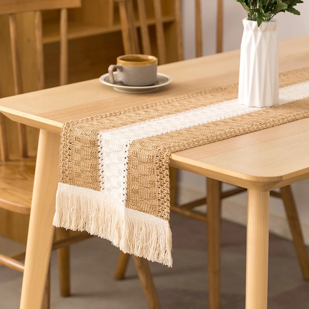 Cotton And Linen Table Runner For Wedding Decoration Festivals Easter Decoration 2023 Mariage chemin de table