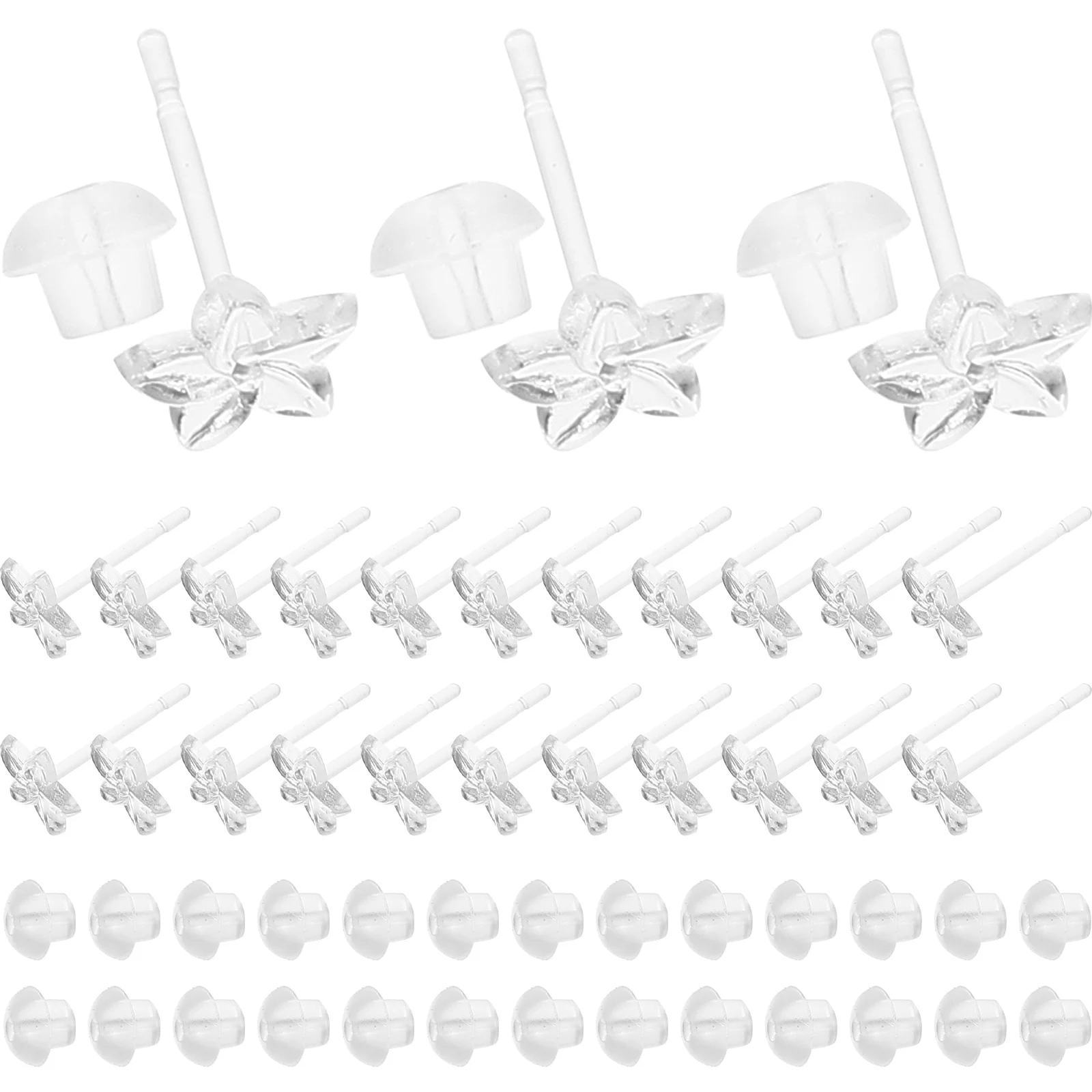

50 set 50 Sets Stud Earrings For Teen Girls Earrings Lightweight Durable Flower Modeling Cool Jewelry Piercing Backs Accessories