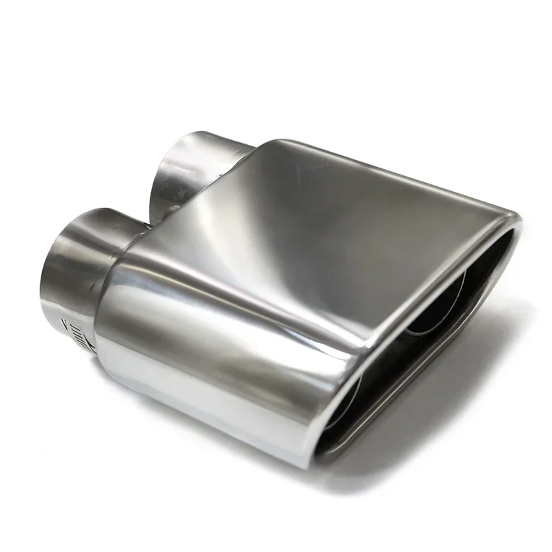 hhm1 Pcs Double Inner Exhaust Tip 304 Stainless Steel Exhaust Pipe Square Muffler Tips For Universal Car 60mm Nozzle