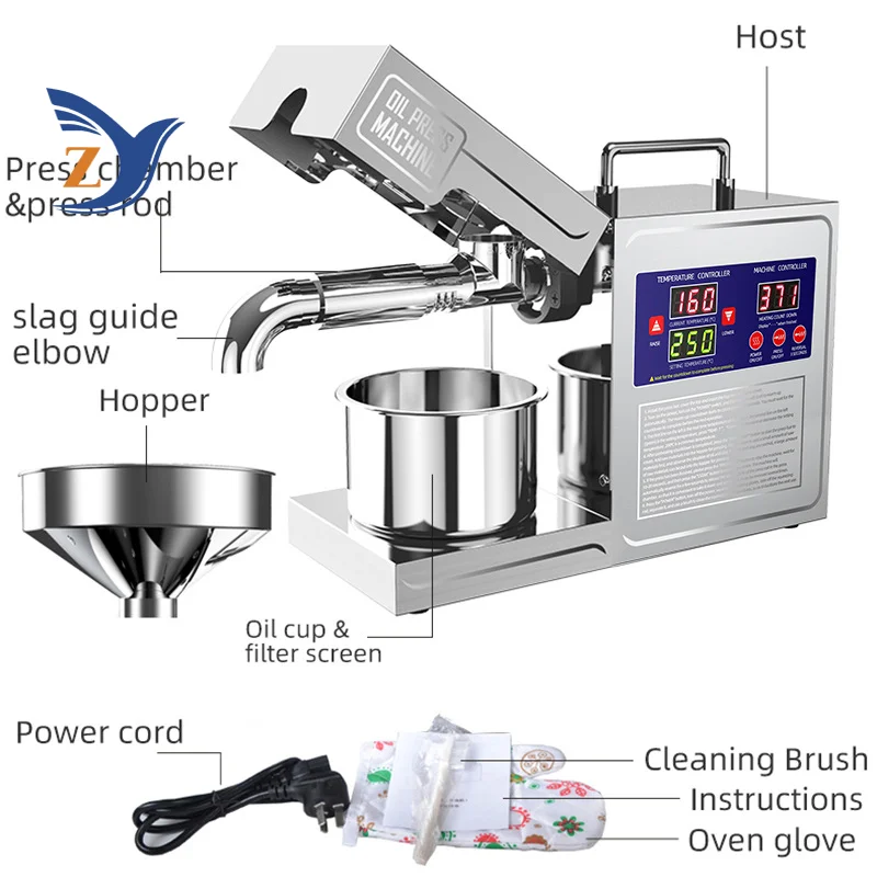 Oil Press Machine B03S  Home Commercial 5-8Kg Per Hours Peanut Flaxseed Cold Squeezer Business Sesame Sunflower Seeds Extraction