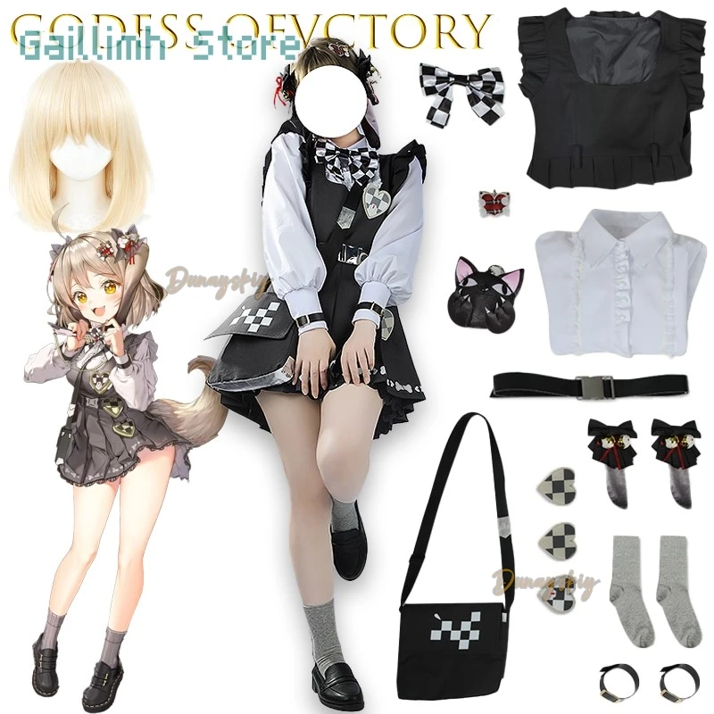 Spiel Cosplay Keks Indiana Diego Dibsten Schwarz Lolita Kleid JK Hemd Satchel Kopfbedeckung Anime Ohr Abzeichen Socken