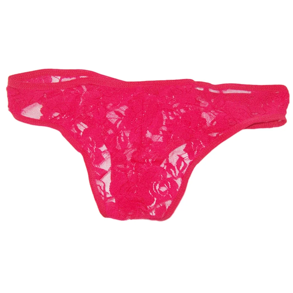 Sous-vêtements en dentelle rose pour hommes, culotte taille basse, string string, culotte évidée, slip transparent, caleçon masculin 7.0