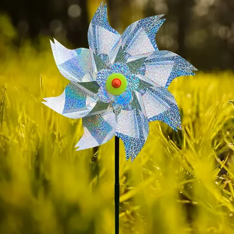 1pc Bird Repeller Pinwheels Reflective Sparkly Scarecrow Pinwheel Windmill Spinner for Garden Lawn Yard Decor Keep Birds Away