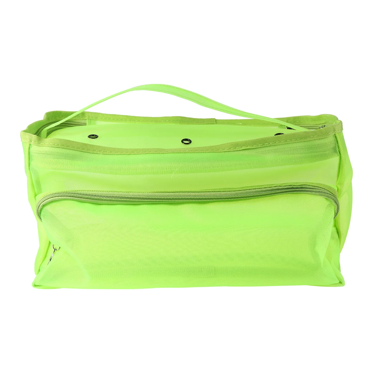 

Light Green Woolen Line Mesh Bag Foldable Nylon Tote Durable Storage Organizer Zipper Handle Portable for Home Travel Outdoor